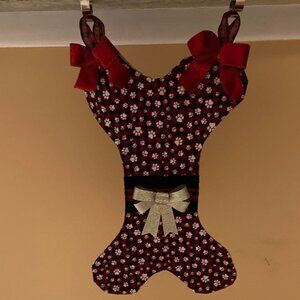 Dog Bone Xmas Stocking - Handmade